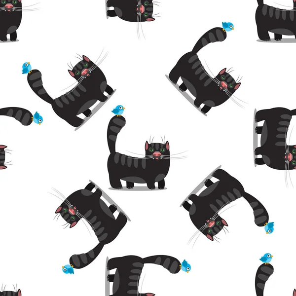 Siyah bir kedi ile Seamless Modeli — Stok Vektör