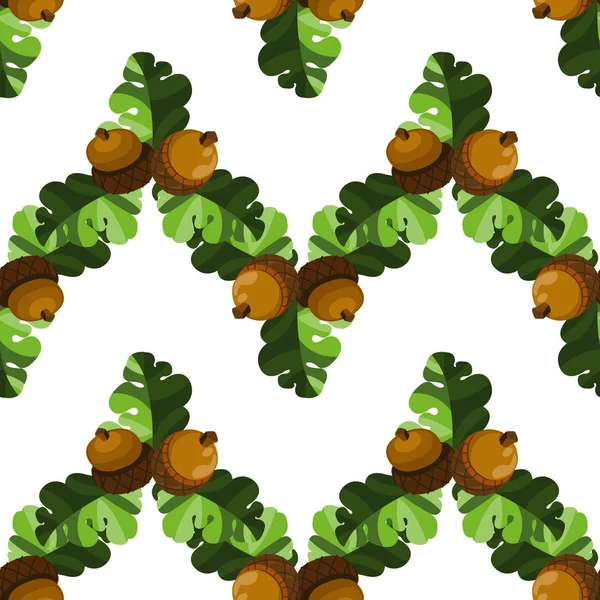 Branch acorn naadloze patroon. — Stockvector