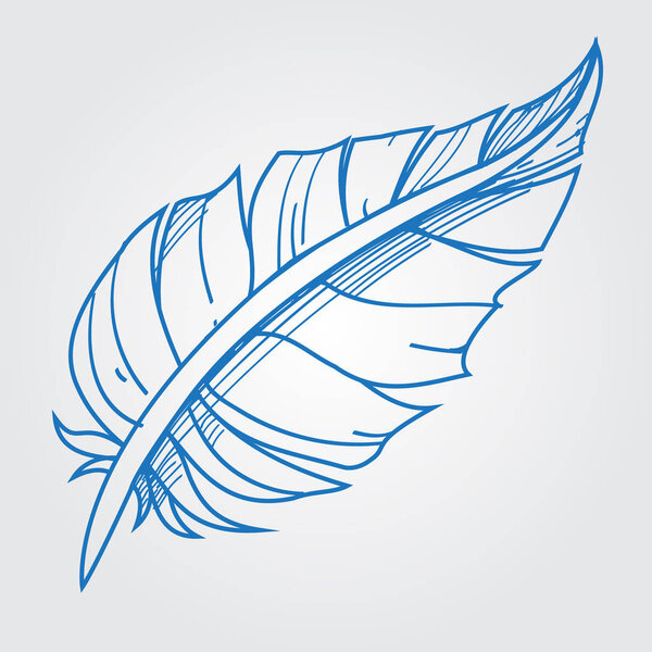 Feather logo. Outline drawing.