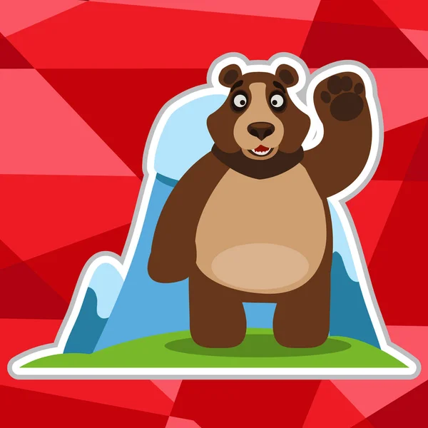 Bear in winter in a cartoon style — Stock Vector