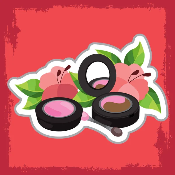 Makeup Tools on pink grunge background. — Stock Vector