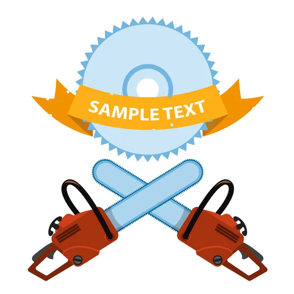 Twee kettingzagen en schijf cirkelzaag. — Stockvector