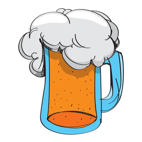 Mug of beer foam color illustration — Stock Vector