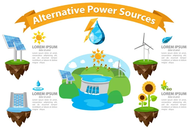 Infográficos de energia alternativa . — Vetor de Stock