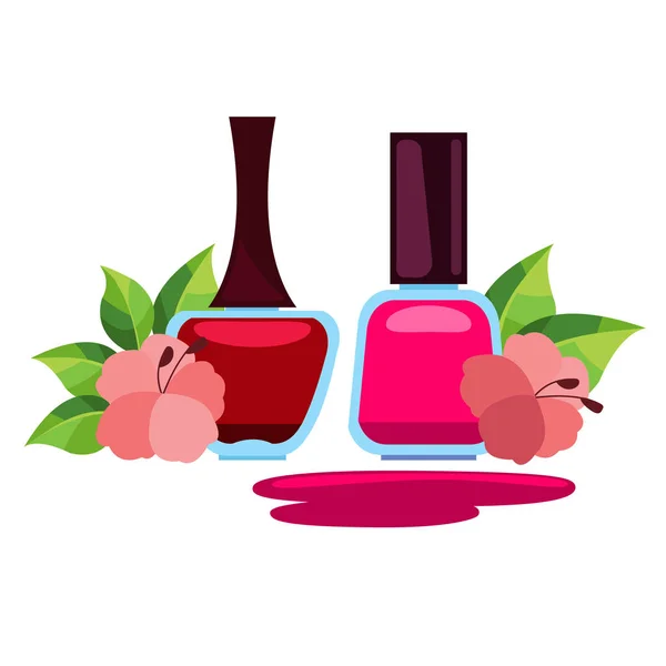 Vernis pour ongles teintes rouges . — Image vectorielle