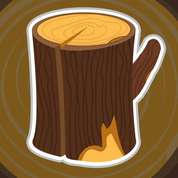 Trä stubbe, trä logga in tecknad stil. — Stock vektor