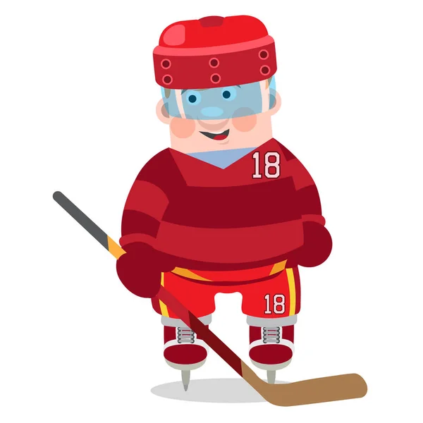 Ice hockey player in the red form — Stock Vector