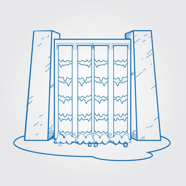 ダムのロゴ。外形図. — ストックベクタ