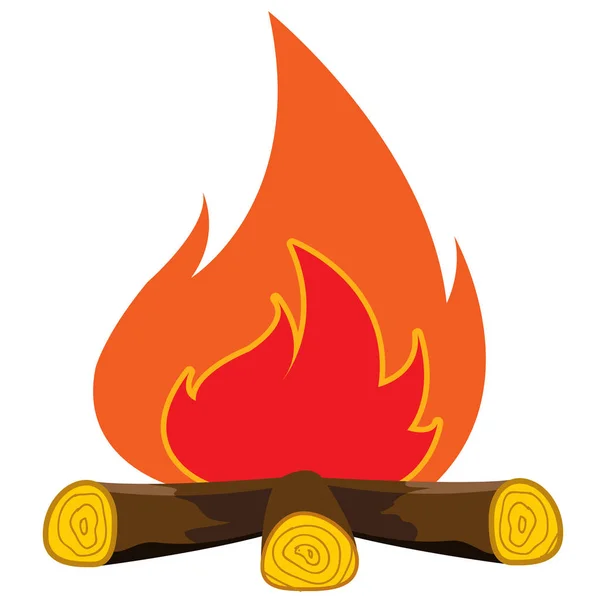 Hoguera. Chimenea con icono de madera . — Vector de stock