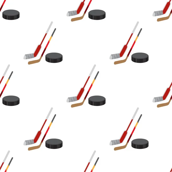 Modèle sans couture avec des bâtons et des rondelles de hockey — Image vectorielle