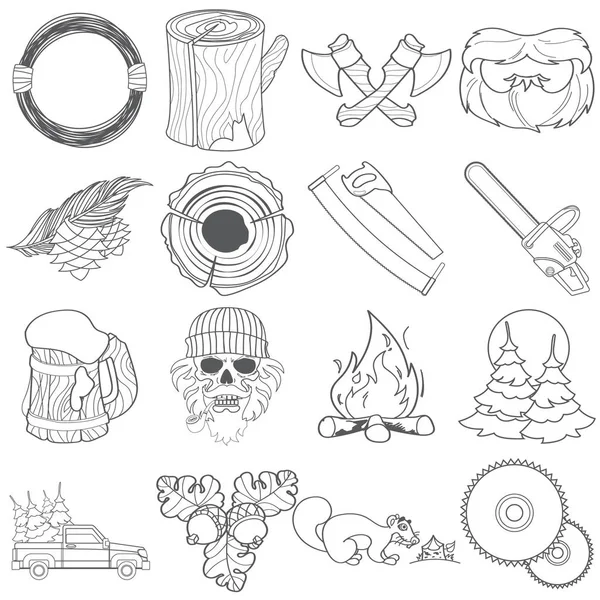 Conjunto forestal de iconos y logotipos — Archivo Imágenes Vectoriales