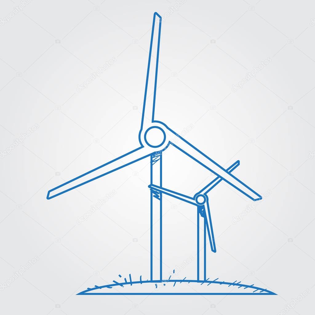 Windmills logo. Outline drawing.