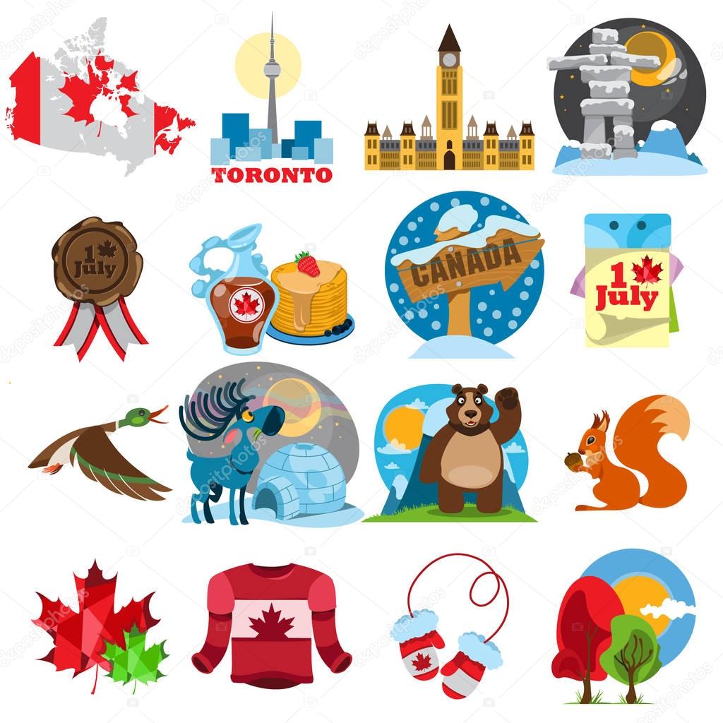 Symbols of Canada set.