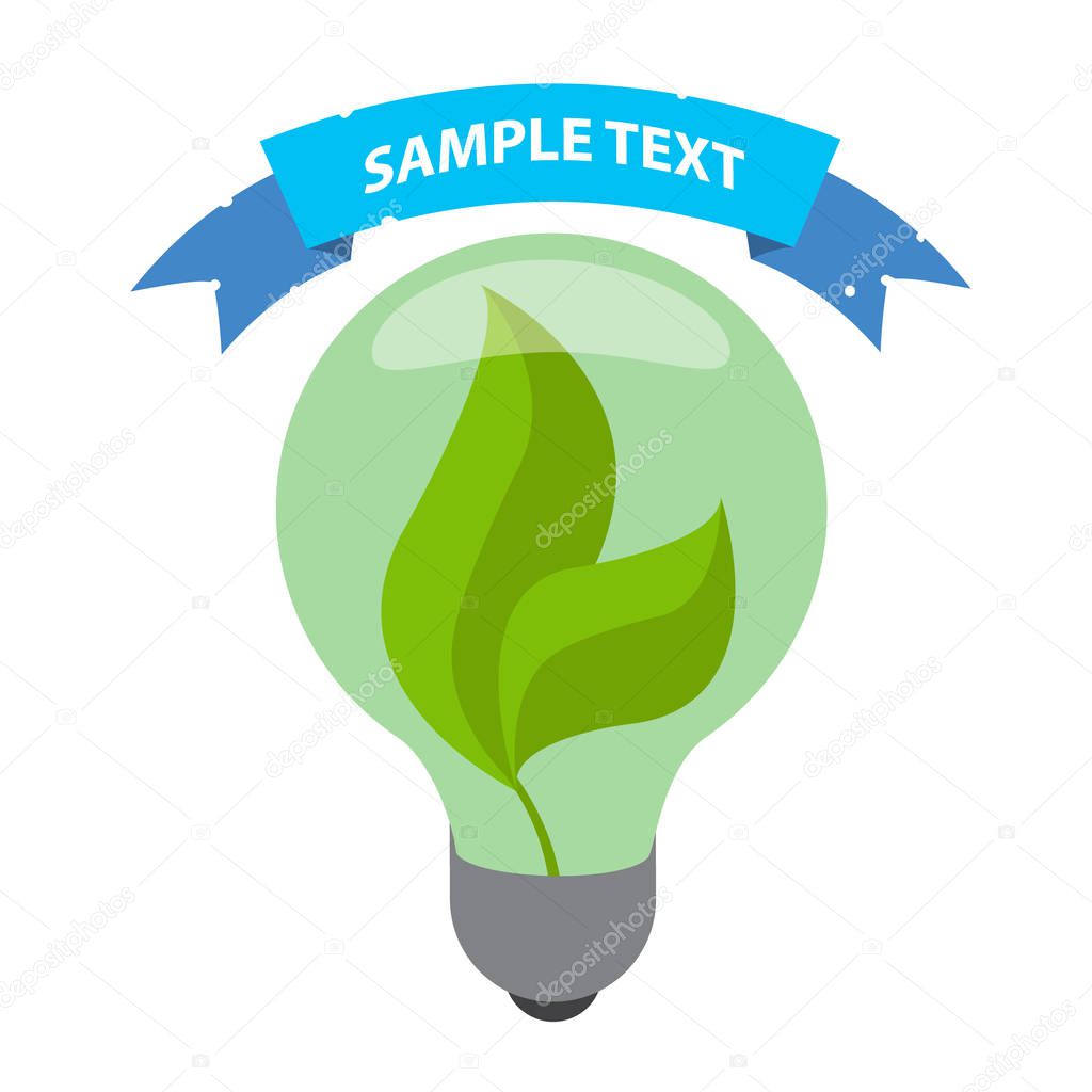 Light bulb with green leaves inside the logo. Alternative sources of power. Green eco technology.vector illustration