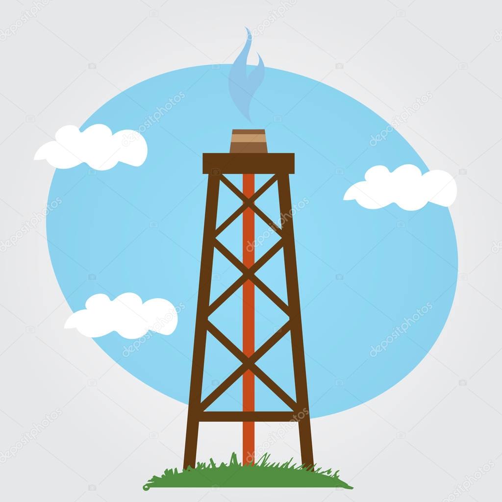 Oil, gas rig logo on a white background.