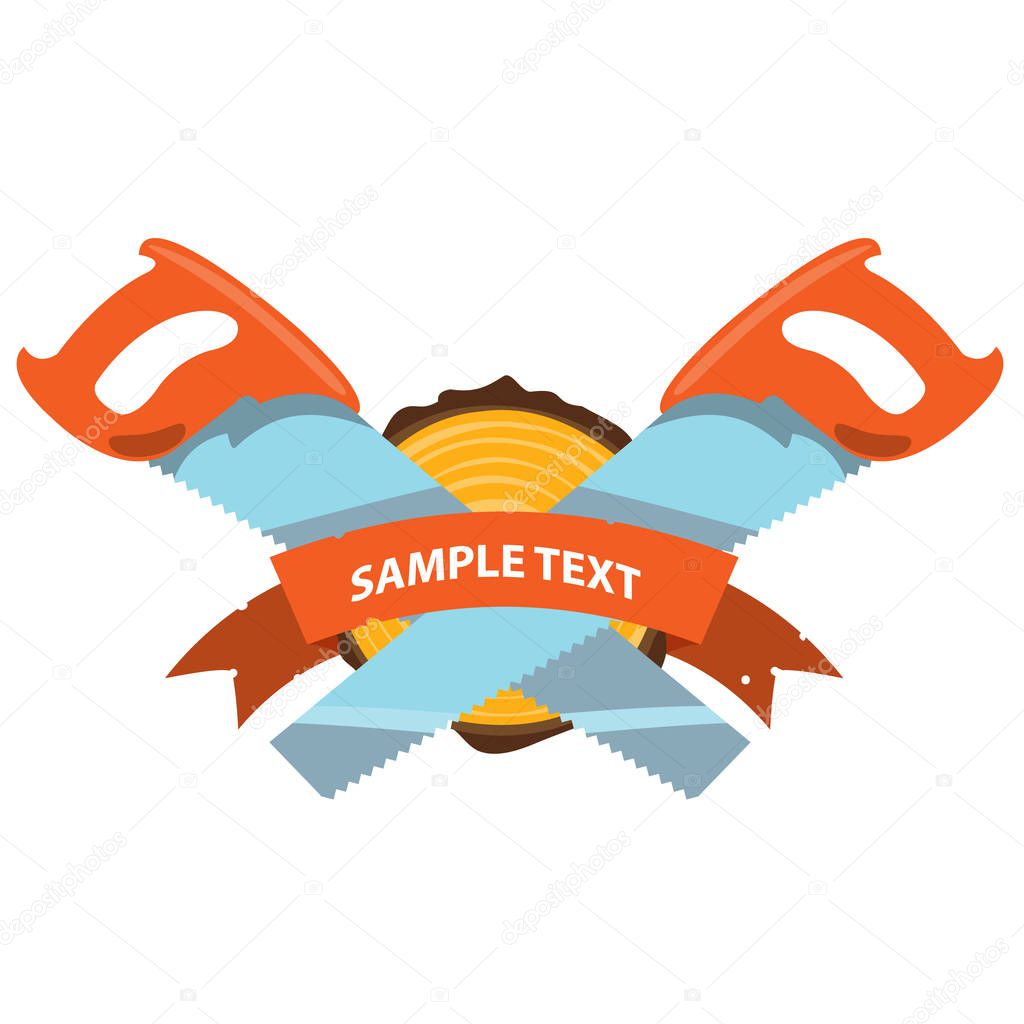 Saws and tree stump. vector illustration