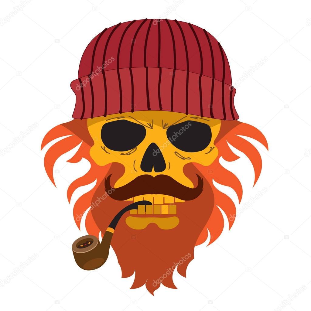 lumberjack, skull in hat with beard 