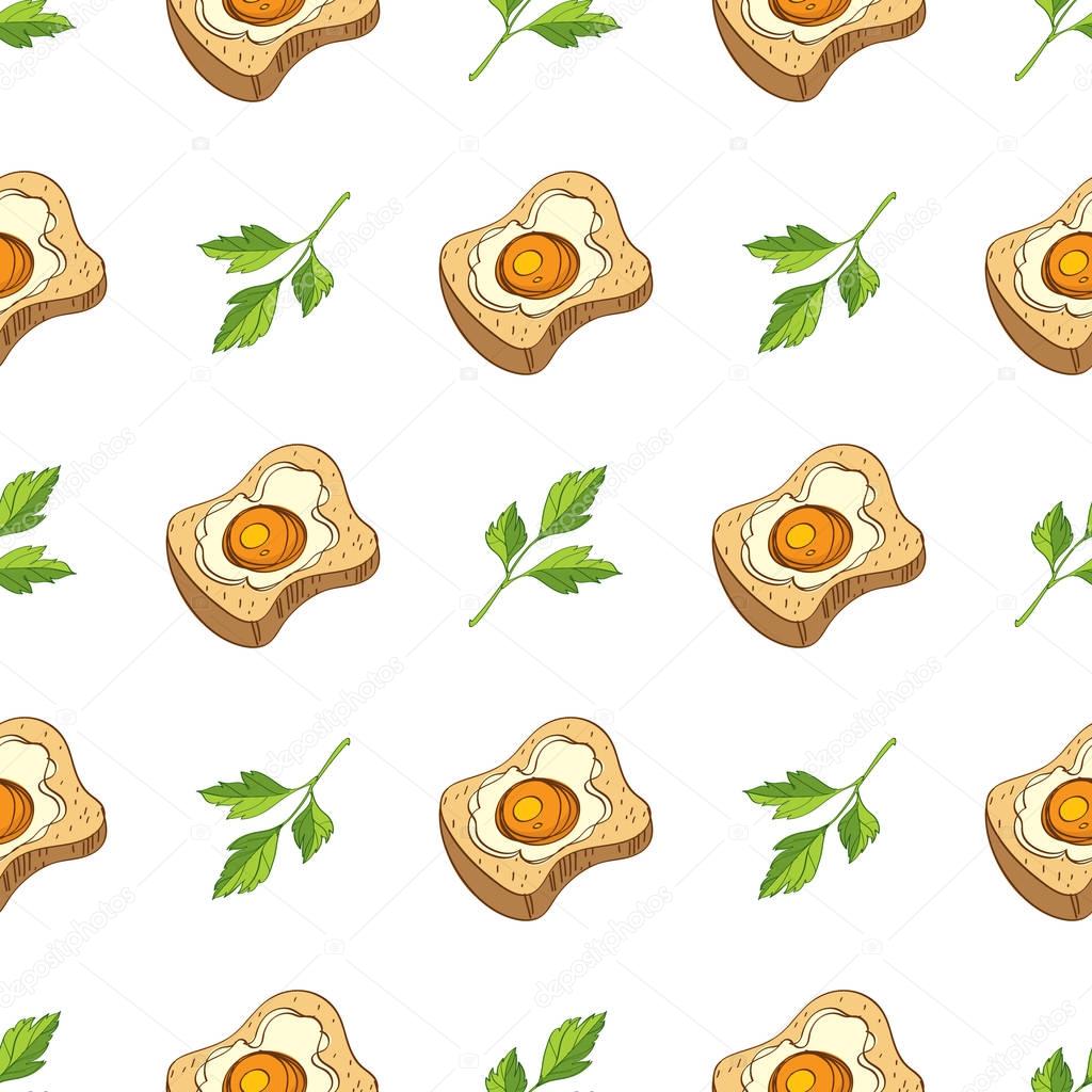 Seamless pattern with a piece of bread 