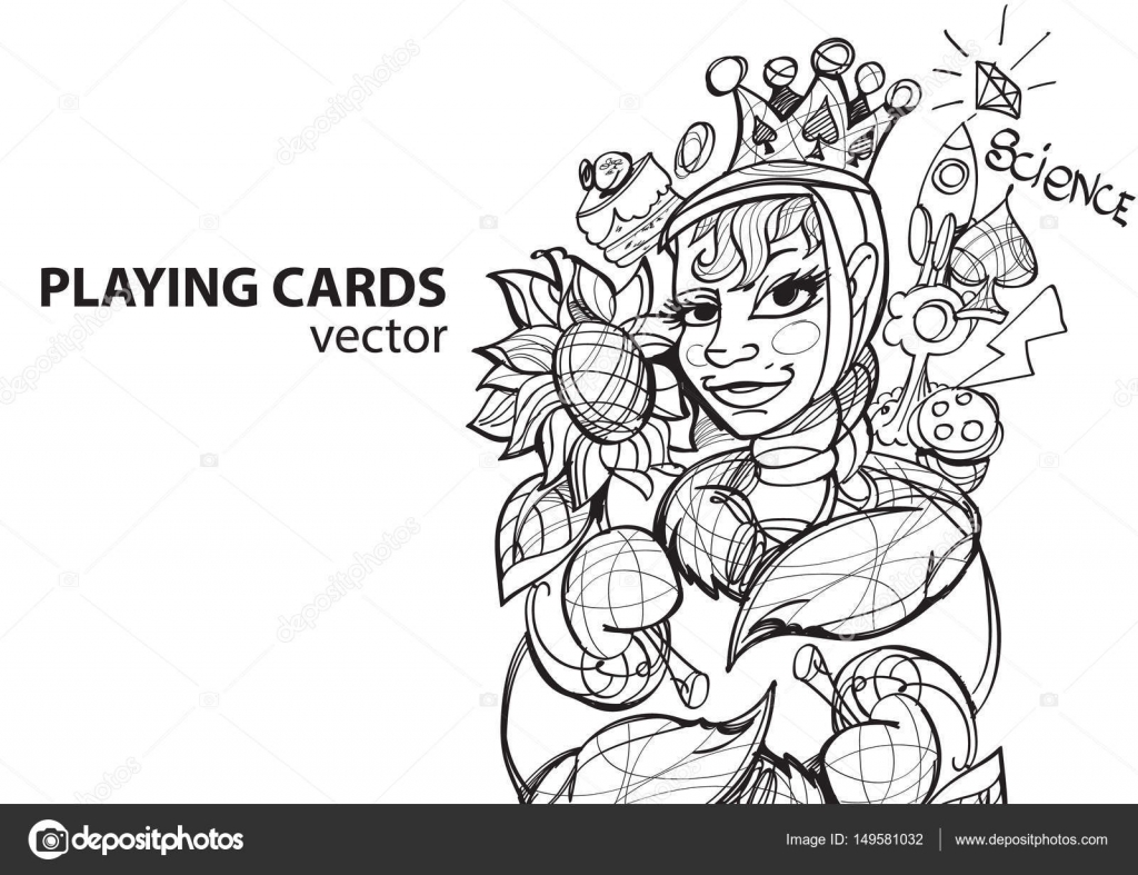 Regina del seme di picche carta da gioco — Vettoriale Stock