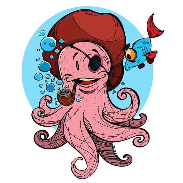 Veselá chobotnice pirát — Stockový vektor