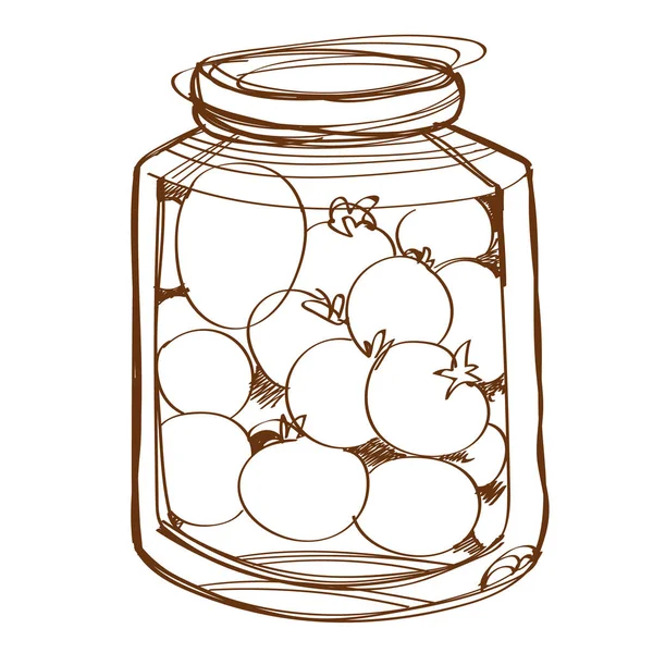 Tarro de vidrio con tomates — Vector de stock