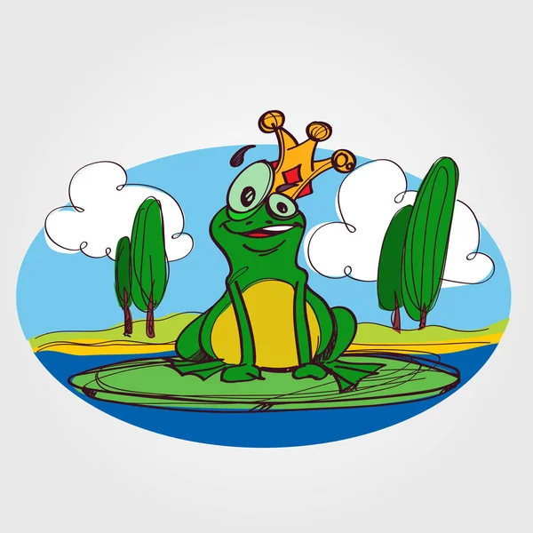 Grenouille Prince illustration en couleur . — Image vectorielle