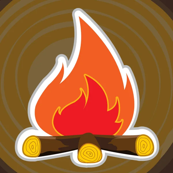 Hoguera. Chimenea con icono de madera . — Vector de stock