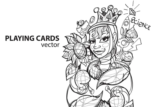 Královna piky hrací karta. — Stockový vektor