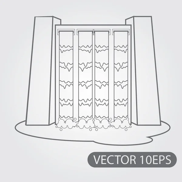 Dam, waterkracht plant pictogram — Stockvector