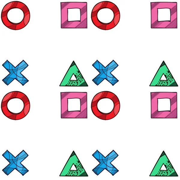 Cross, Circle, Square, Triangle. Game pad symbols. — Stock Vector
