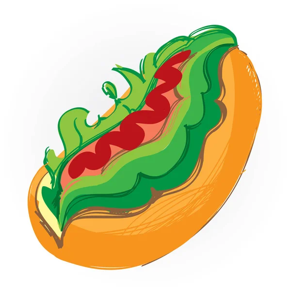 Hot dog, pain à la saucisse — Image vectorielle