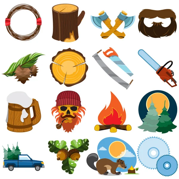Forstwirtschaft Set von Symbolen und Logos. — Stockvektor