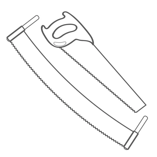 Seghe a due uomini disegno di contorno . — Vettoriale Stock