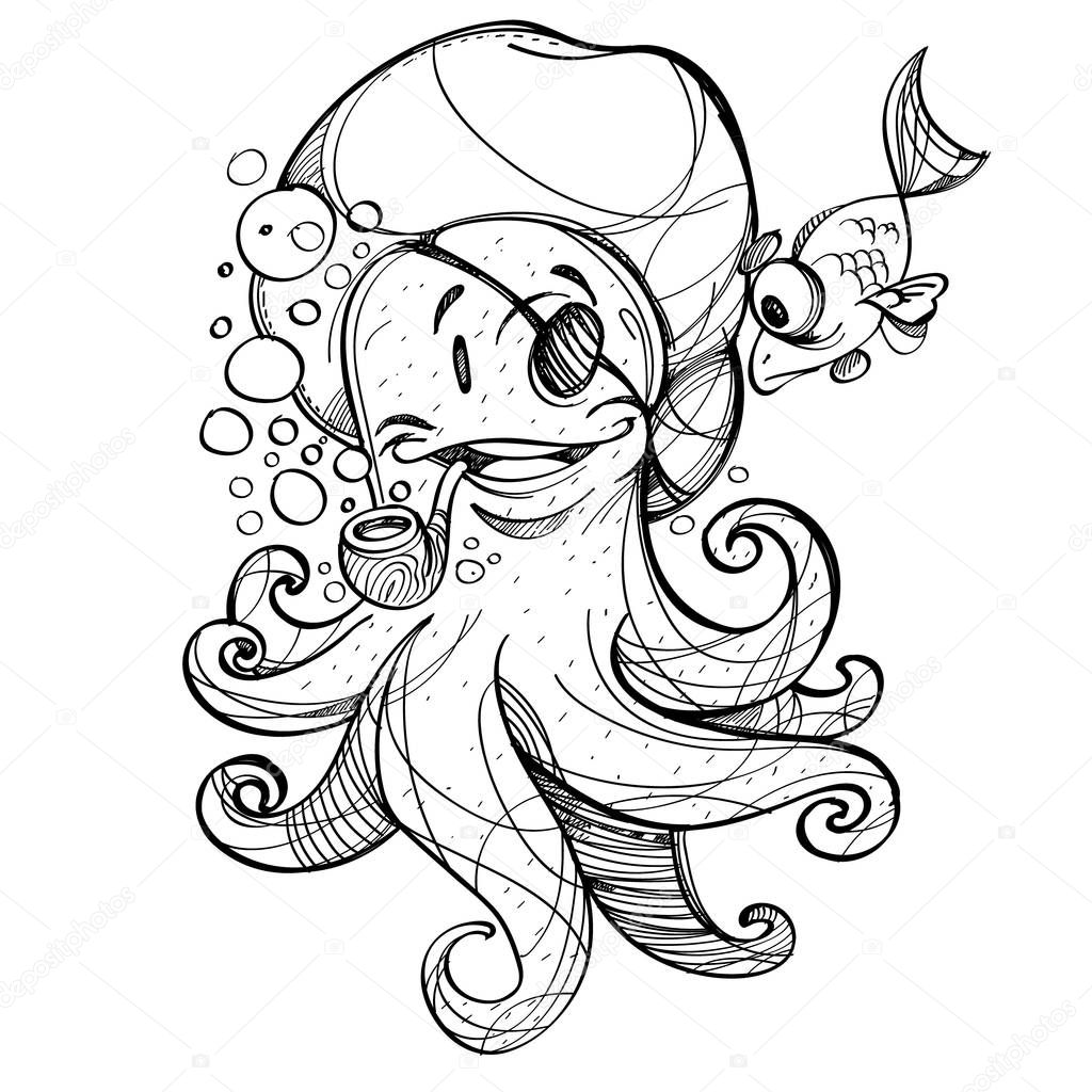 Cheerful octopus pirate