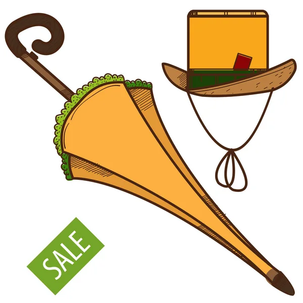Paraguas y sombrero Logo de ventas — Vector de stock