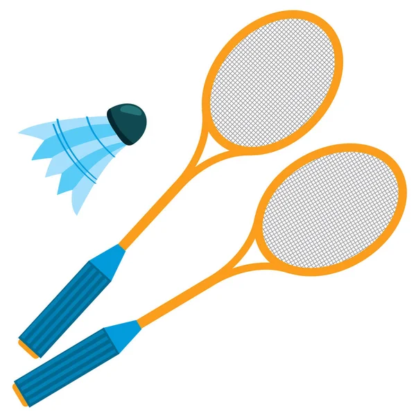 Badminton rackets and shuttlecock icons — Stock Vector