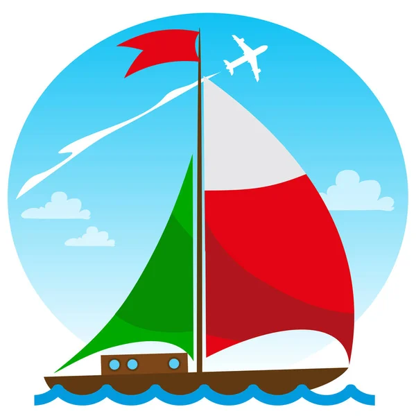 帆船上海夏季主题 — 图库矢量图片