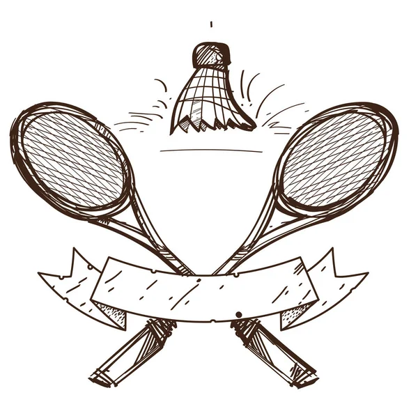Raquetes de badminton e ícones de vaivém — Vetor de Stock