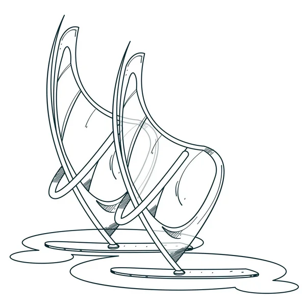 Rüzgar sörfçüleri logo boyama — Stok Vektör