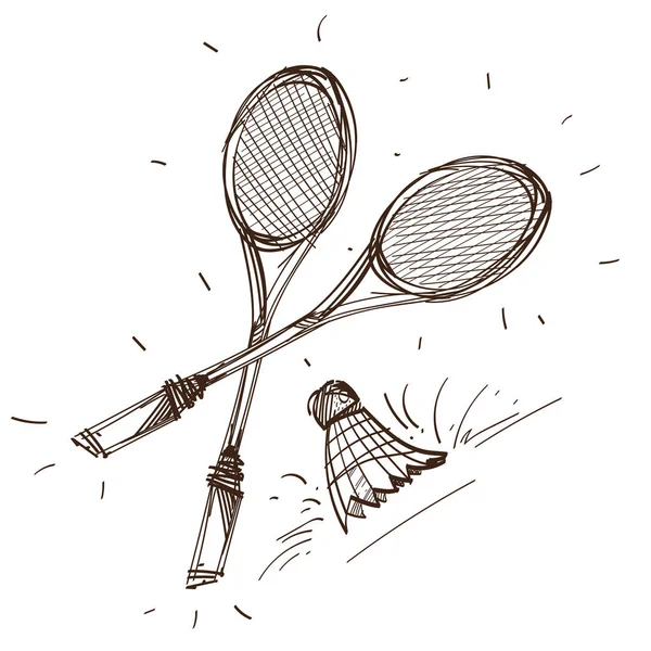 Badmintonschläger und Federball-Ikonen — Stockvektor