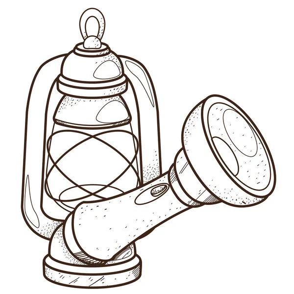 Ilustração de lanterna e lanterna — Vetor de Stock