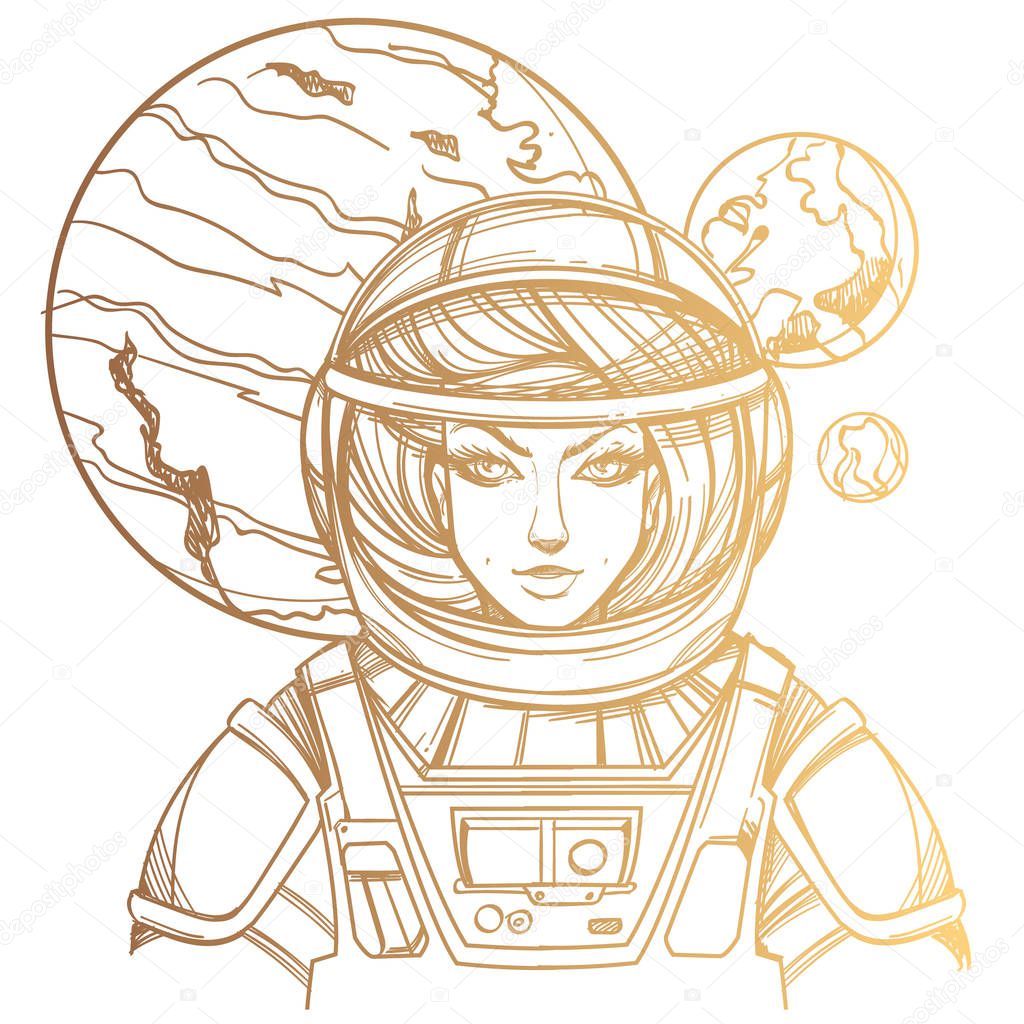 Girl in spacesuit sketch