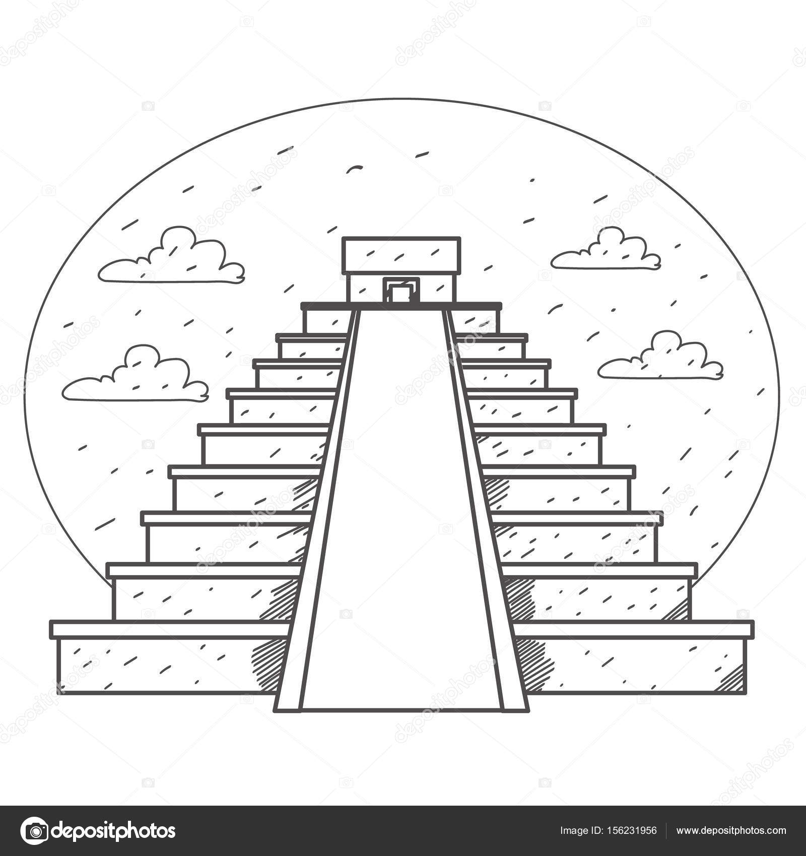 Teotihuacan piramide imágenes de stock de arte vectorial | Depositphotos