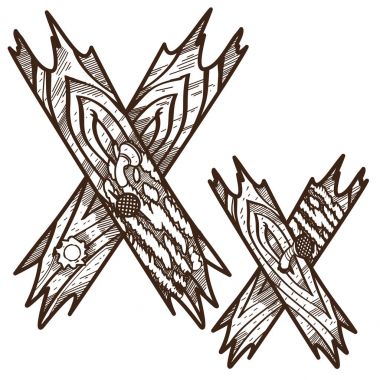 Letter X from wooden planks.  clipart