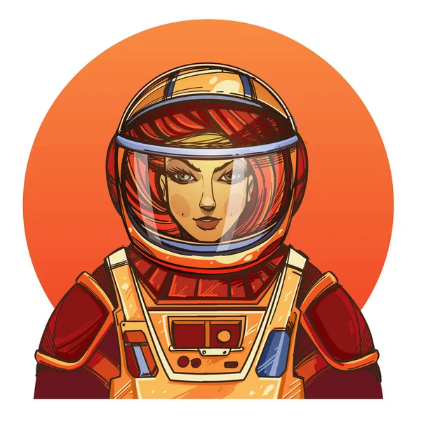 Menina no esboço do traje espacial — Vetor de Stock