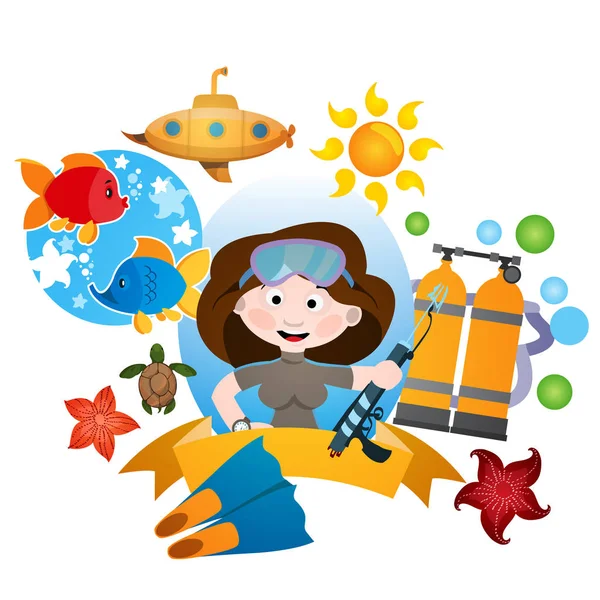 Clipart sobre tema do mar — Vetor de Stock