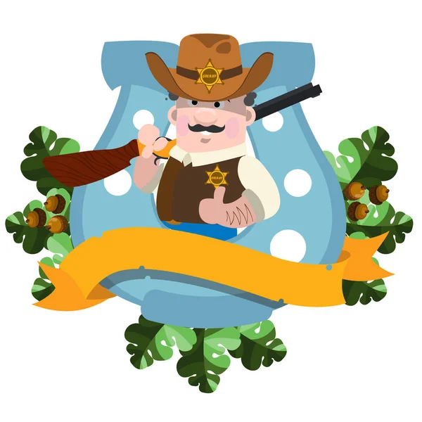 Sheriff con ramas de herradura y roble — Vector de stock