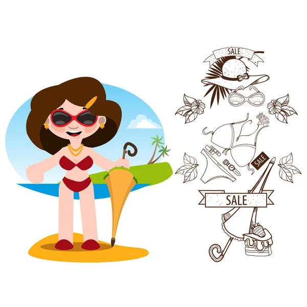 Woman in a bathing suit — Stock Vector