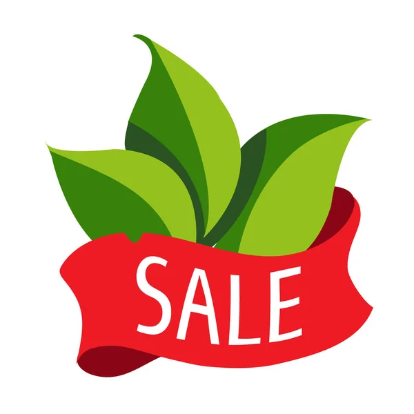 Sale of goods. Logo green leaves. — Stock Vector