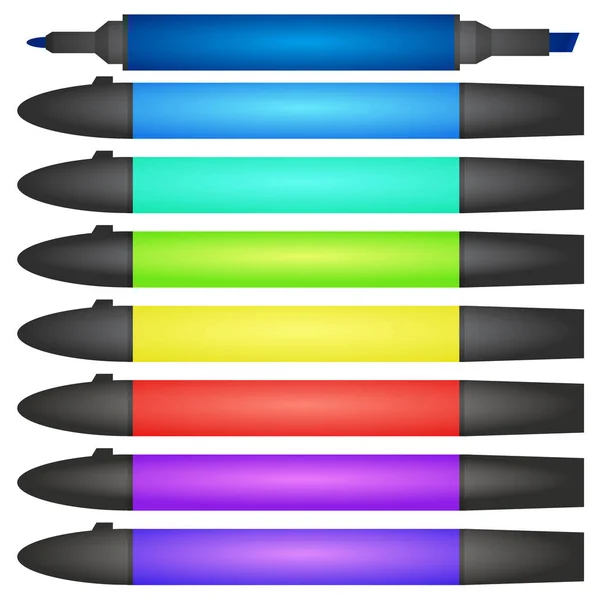 Set of multicolored markers — Stock Vector